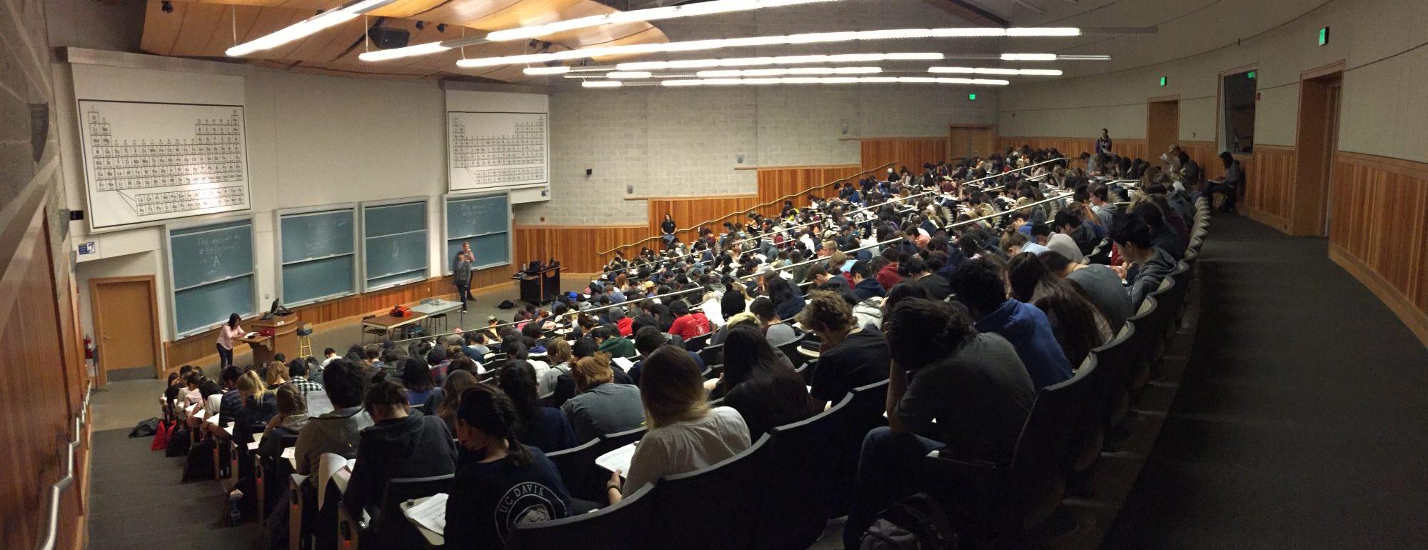 A lecture in the UC Davis Science Lecture Hall